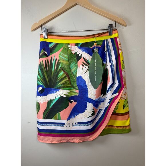 Farm Rio NWT Double Scarfs Pastel Mini Skirt Women’s Size Small Eco Viscose - Picture 3 of 11